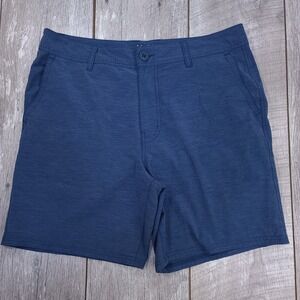 Huk Performance Fishing Shorts Men 34 Blue Heathered Stretch Hybrid Pockets